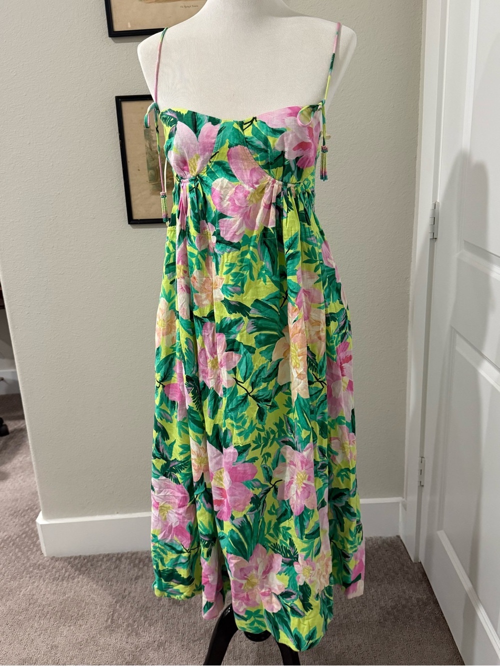 FARM RIO Painted Flowers Maxi Dress SZ S please read - Picture 2 of 5